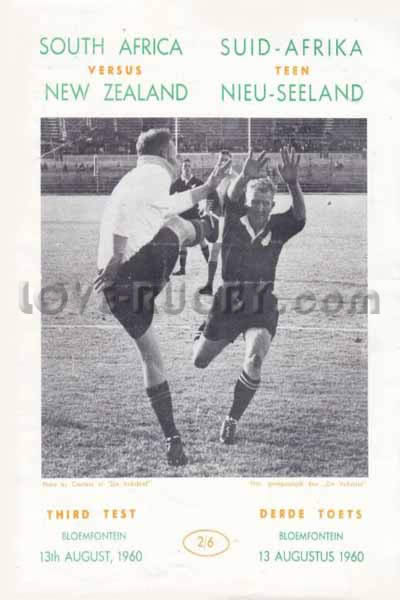 1960 South Africa v New Zealand  Rugby Programme